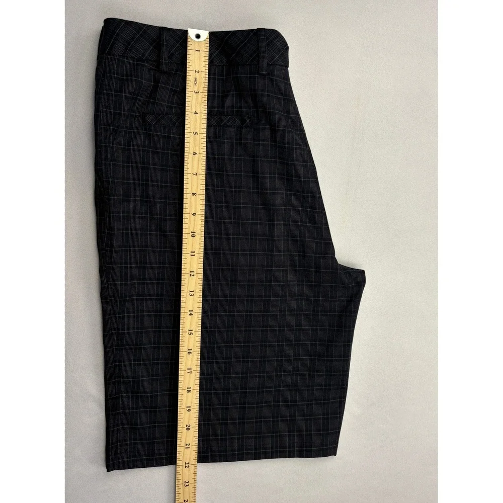 Under Armour Golf Shorts Mens 36 Black Grey Plaid Grid Flat Front Tech 207276